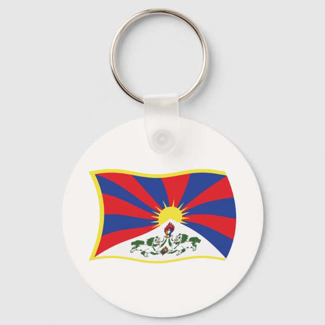 Tibet Flagga Keychain Nyckelring (Framsida)