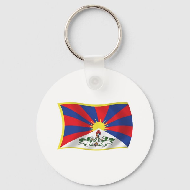 Tibet Flagga Keychain Nyckelring (Framsida)