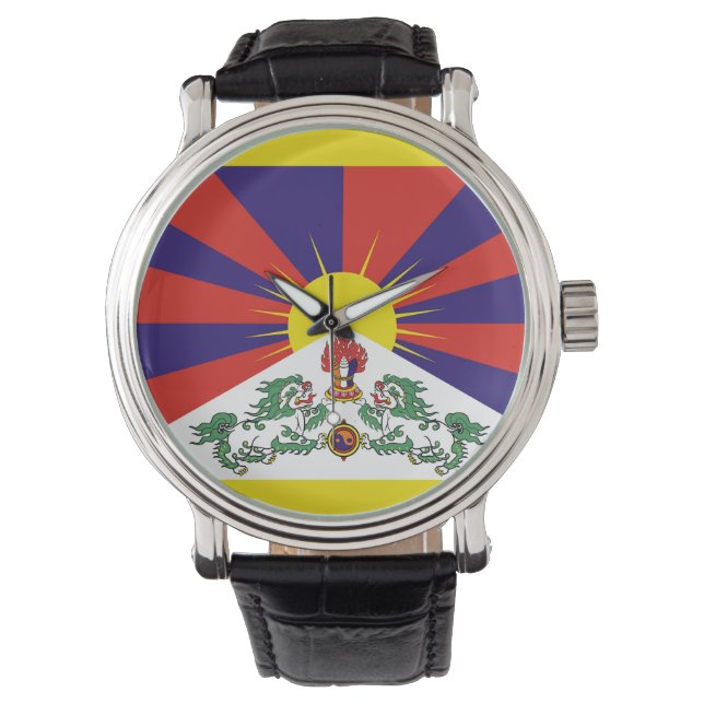 Tibet flagga - Lejona Flagga Snö Armbandsur (Framsida)