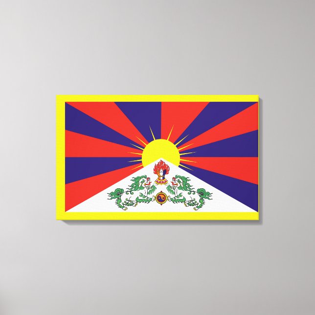 Tibet flagga - Lejona Flagga Snö Canvastryck (Framsida)