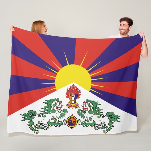 Tibet flagga - Lejona Flagga Snö Fleecefilt (På plats)