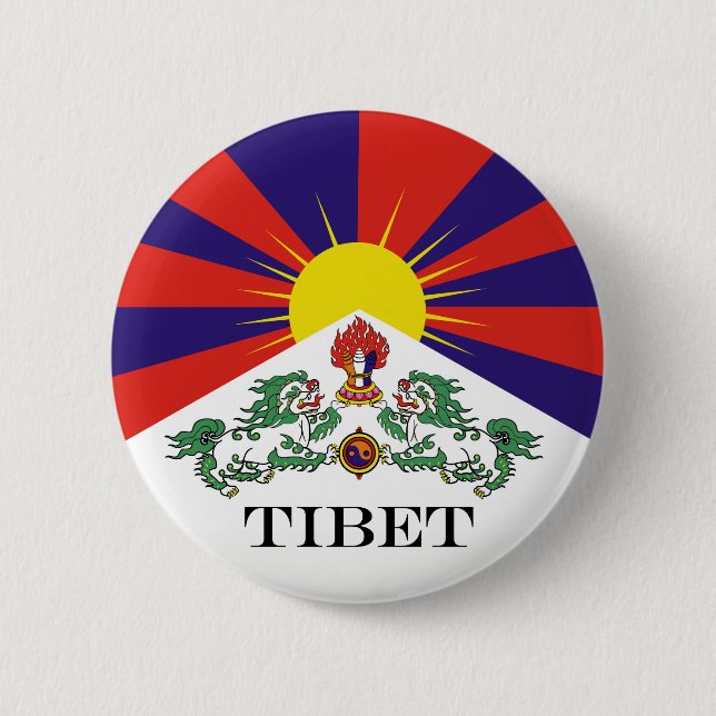 Tibet flagga - Lejona Flagga Snö Knapp (Framsida)