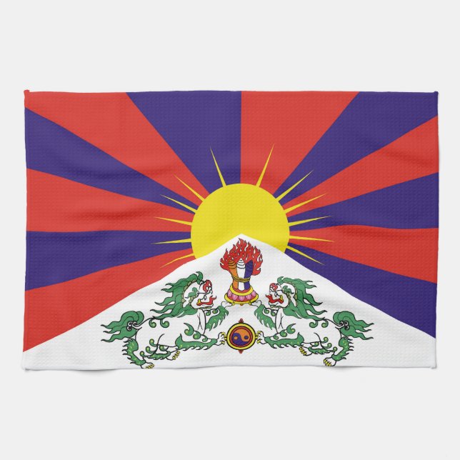 Tibet flagga - Lejona Flagga Snö Kökshandduk (Horisontell)