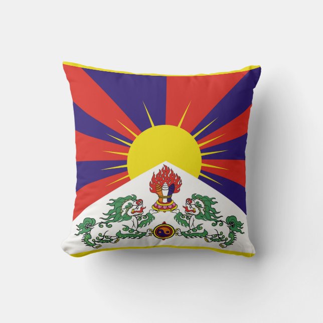 Tibet flagga - Lejona Flagga Snö Kudde (Framsida)