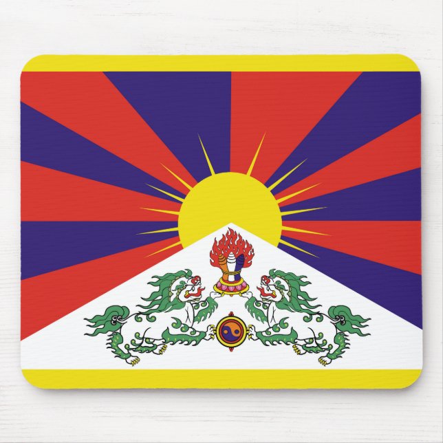 Tibet flagga - Lejona Flagga Snö Musmatta (Framsidan)