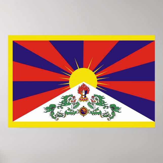 Tibet flagga - Lejona Flagga Snö Poster (Framsidan)