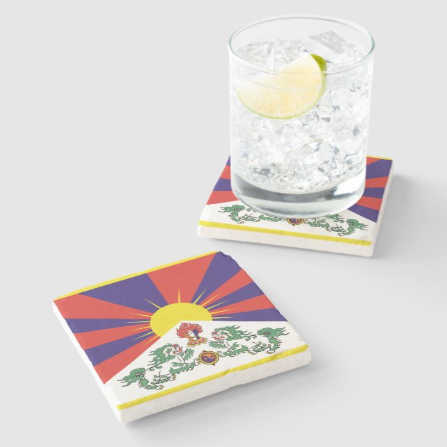 Tibet flagga - Lejona Flagga Snö Underlägg Sten (Sidan)