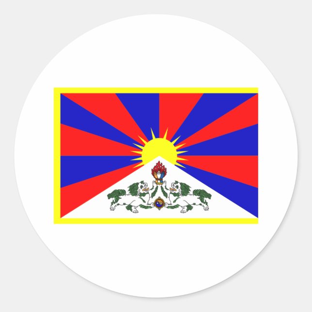 Tibet Flagga Runt Klistermärke (Framsida)