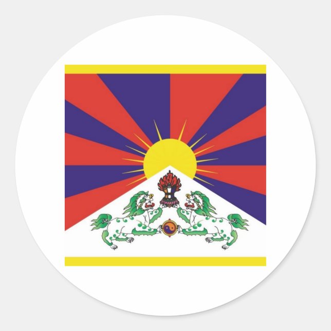 Tibet Flagga Runt Klistermärke (Framsida)