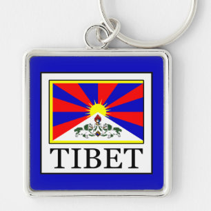 Tibet Fyrkantig Silverfärgad Nyckelring