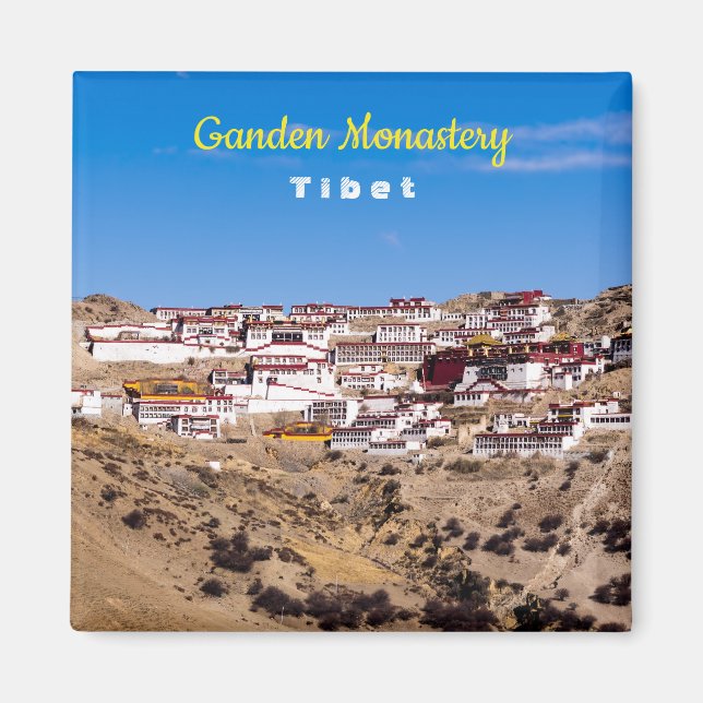 Tibet - Ganden Buddhist-klostret Magnet (Framsidan)