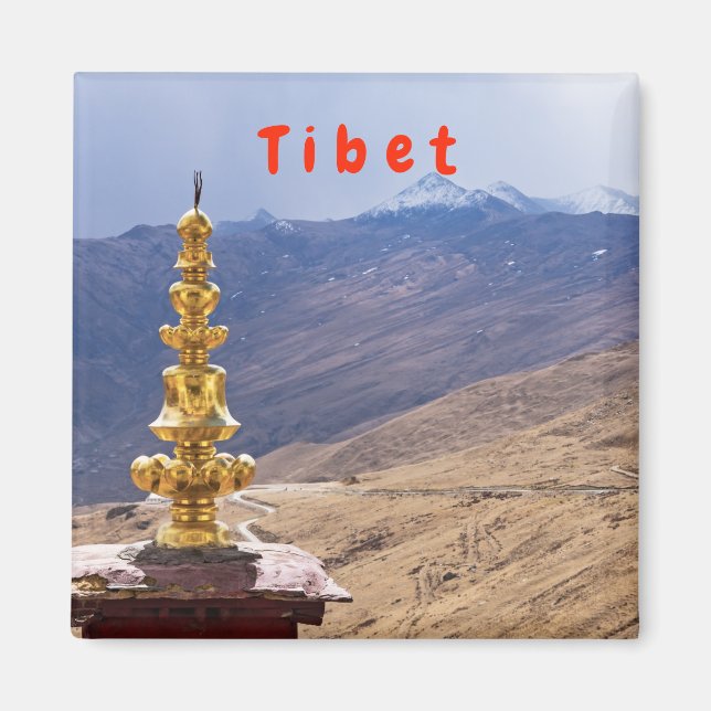 Tibet - Ganden Buddhist-klostret Magnet (Framsidan)