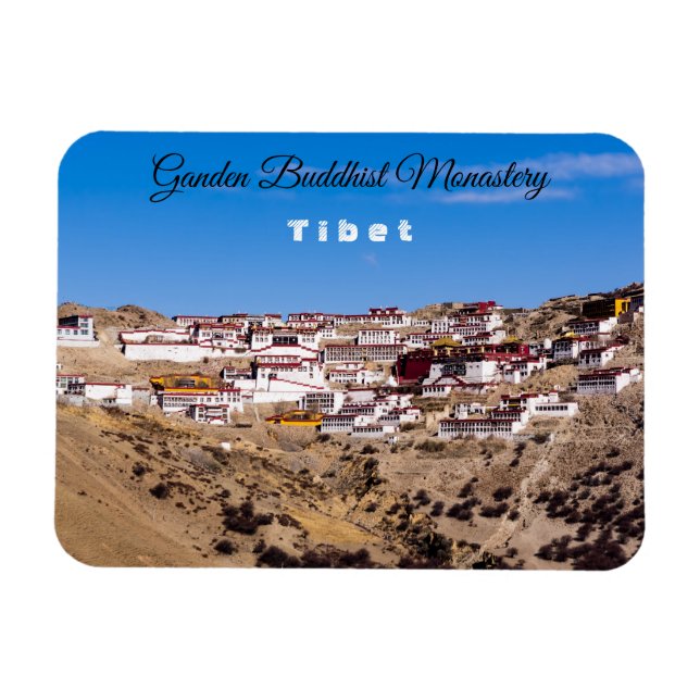 Tibet - Ganden Buddhist-klostret Magnet (Horisontell)