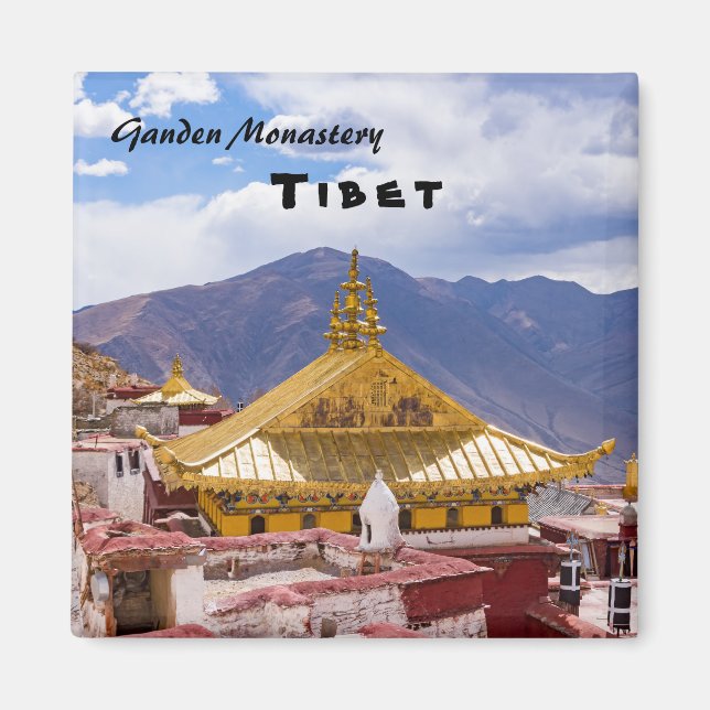 Tibet - Ganden Buddhist-klostret Magnet (Framsidan)