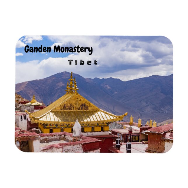 Tibet - Ganden Buddhist-klostret Magnet (Horisontell)