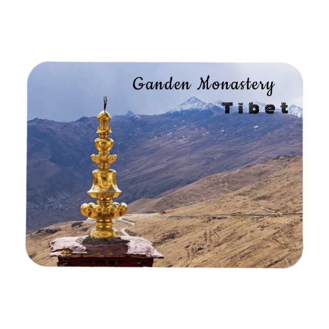 Tibet - Ganden Buddhist-klostret Magnet (Horisontell)