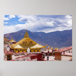 Tibet - Ganden Buddhist-klostret Poster