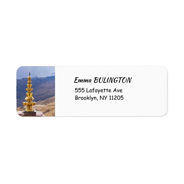 Tibet - Ganden Buddhist-klostret Returadress Etikett (Framsidan)