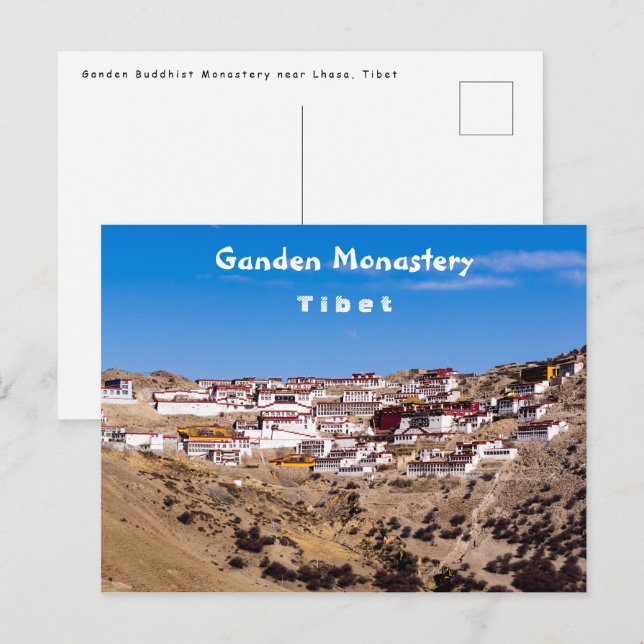 Tibet - Ganden buddhistkloster Vykort (Fram/baksida)