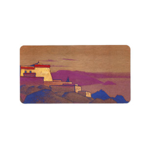 Tibet, Gelugpa-klostret, 1936 av Nicholas Roerich Adressetikett