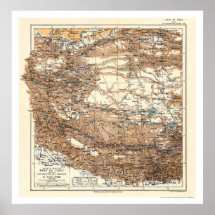 Tibet Hedin expeditionkarta 1909 Poster