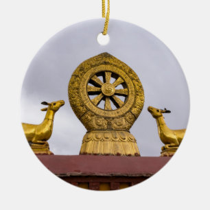 Tibet, Lhasa - Dharma-hjulet i Jokhang-tempel Julgransprydnad Keramik