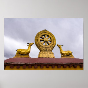 Tibet, Lhasa - Dharma-hjulet i Jokhang temple Poster