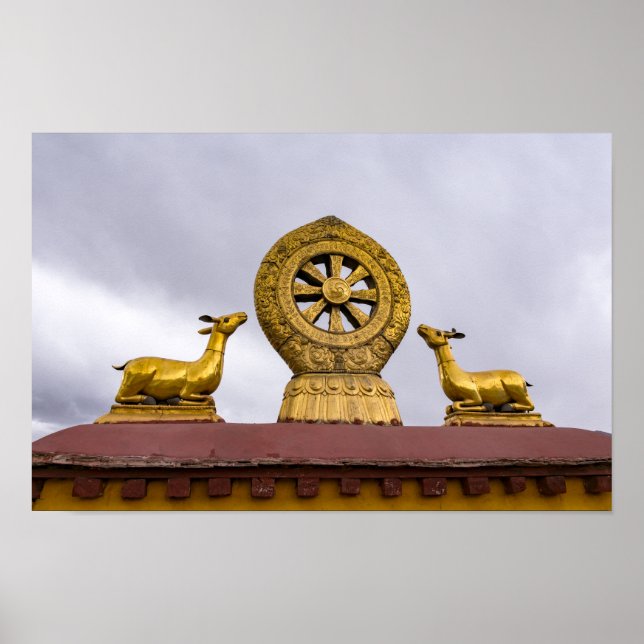 Tibet, Lhasa - Dharma-hjulet i Jokhang temple Poster (Framsidan)
