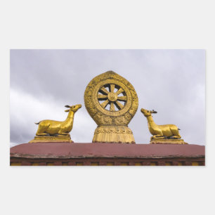 Tibet, Lhasa - Dharma-hjulet i Jokhang temple Rektangulärt Klistermärke