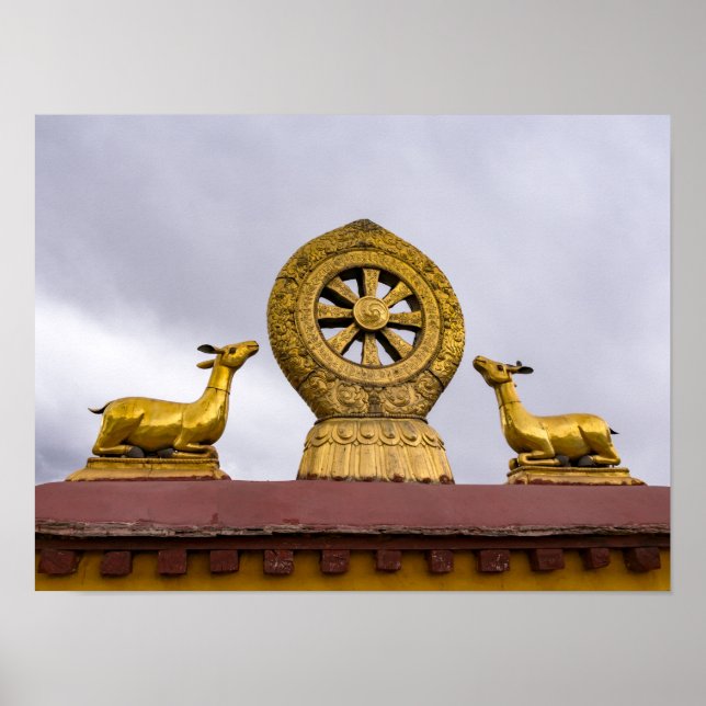 Tibet, Lhasa - Dharma-hjulet i Jokhang-templet Poster (Framsidan)