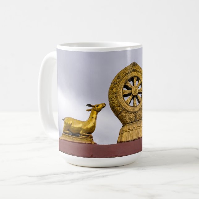 Tibet, Lhasa - Dharmahjulet i Jokhang-templet Kaffemugg (Framsida vänster)