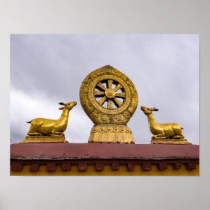 Tibet, Lhasa - Dharmahjulet i Jokhang-templet Poster