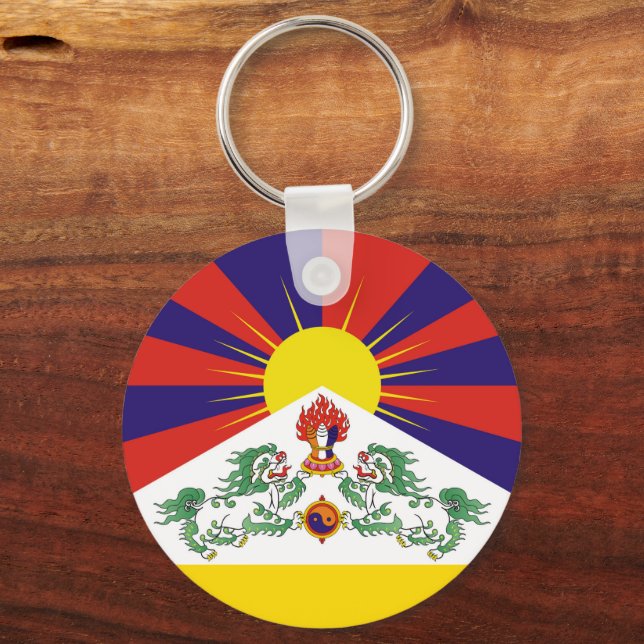 Tibet och Snö Lejon flagga - Himalayas Nyckelring (Framsida)