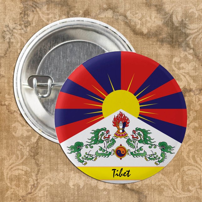 Tibet och Tibetansk Flagga-resa/Himalaya Knapp (Skapare uppladdad)