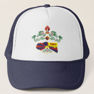 Tibet och Tibetansk Flagga, Snö Lejon, Karta / Bu Keps