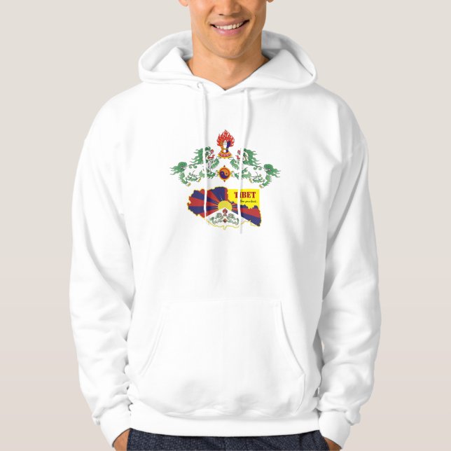 Tibet och Tibetansk Flagga, Snö Lejon, Karta / Bud Hoodie (Framsida)