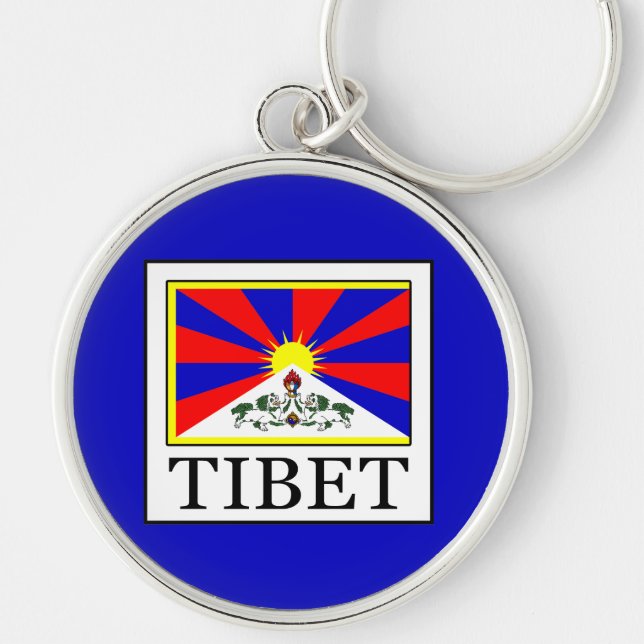 Tibet Rund Silverfärgad Nyckelring (Framsidan)
