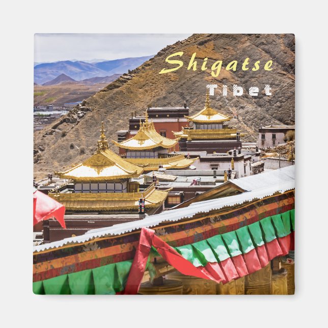 Tibet, Shigatse - Tashilumpo-klostret Magnet (Framsidan)