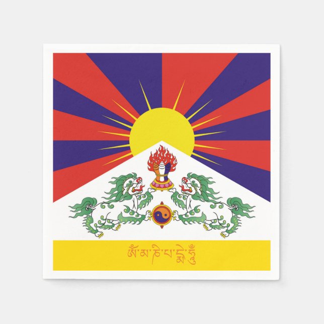 Tibet & Snö Lejon flagga, mantra- Himalayas Pappersservett (Framsidan)