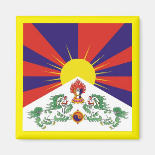 Tibet, Snö, Lejon, Tibet, flagga - Himalayas Magnet