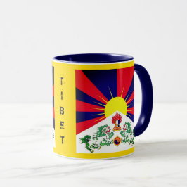 Tibet, Snö, Lejon, Tibet, flagga - Himalayas Mugg