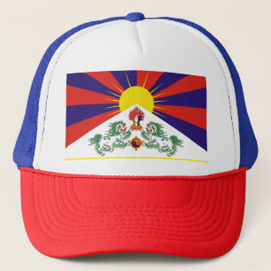 Tibet, Snö, Lejon, tibetanska flagga - Himalaya Keps