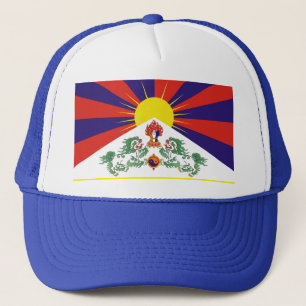 Tibet, Snö, Lejon, tibetanska flagga - Himalaya Keps