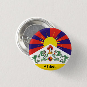 Tibet, Snö, Lejon, tibetanska flagga - Himalaya Knapp