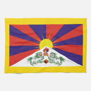 Tibet, Snö, Lejon, tibetanska flagga - Himalaya Kökshandduk