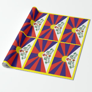 Tibet, Snö, Lejon, tibetanska flagga - Himalaya Presentpapper