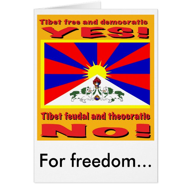 Tibet som är fri och som är demokratisk, för hälsningskort (Framsidan)
