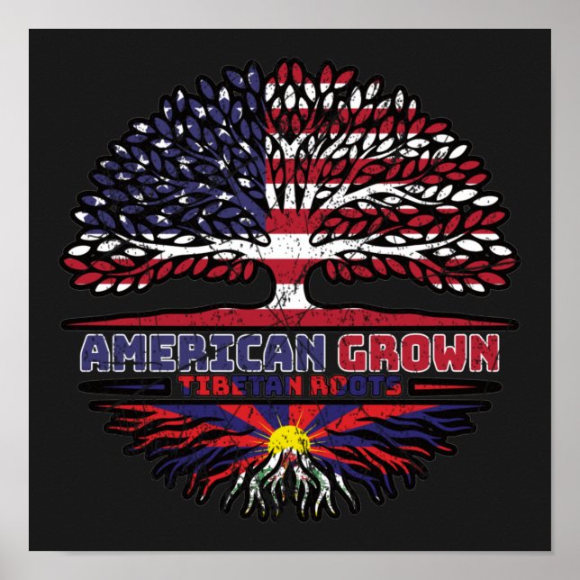 Tibet Tibetan American USA Tree Roots Flag Poster (Framsidan)