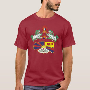 Tibet & Tibetansk Flagga, Snö Lejon, Karta/mode T Shirt