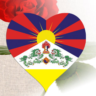 Tibet & tibetanska flaggan reser hjärta / Himalaya Hjärtformat Klistermärke